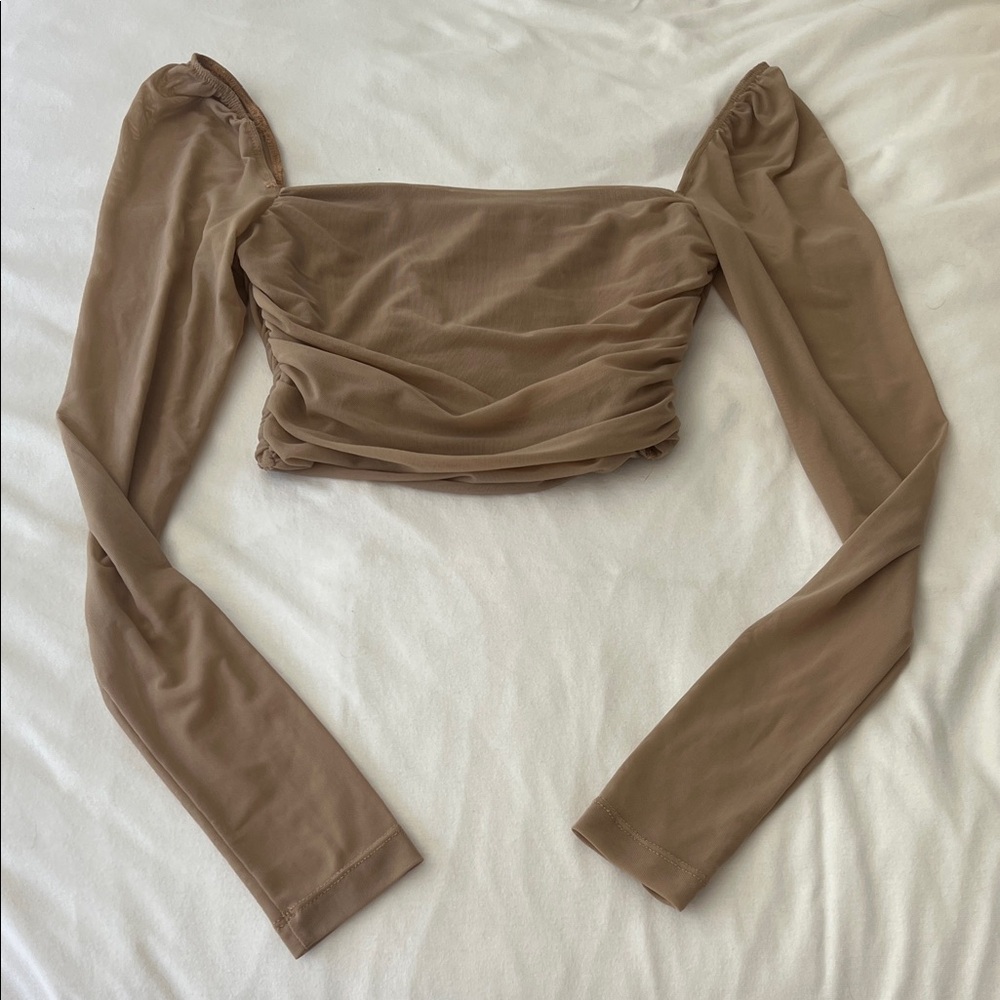 Princess Polly Mesh Long sleeve square neck top